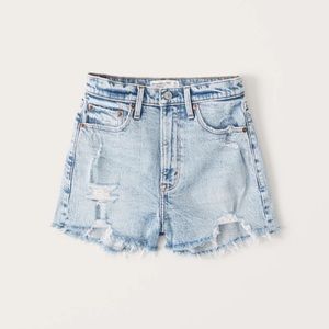 Abercrombie high rise mom shorts light wash